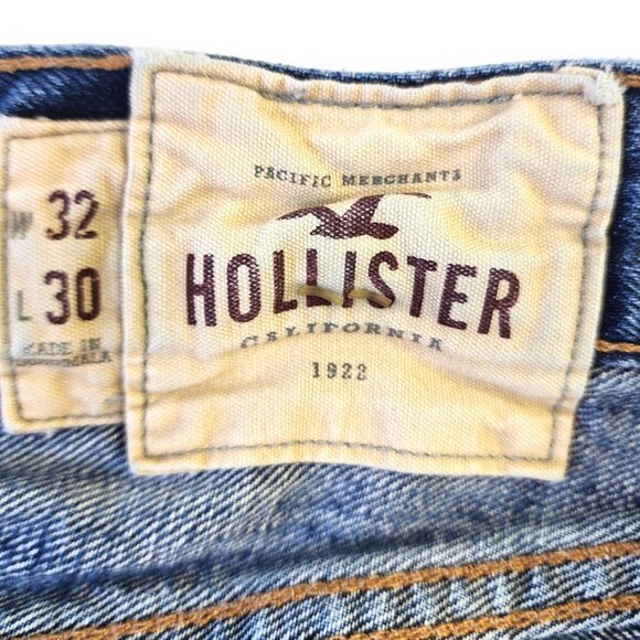 HOLLISTER Balboa 32x30 Men's Button Fly Jean Straight Distressed Denim Blue - Picture 13 of 15